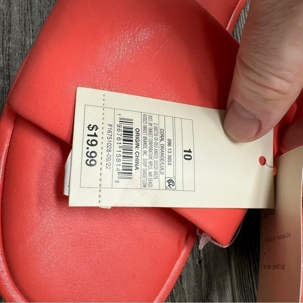 Women's Lulu Slide Sandals - A New Day Coral Orange